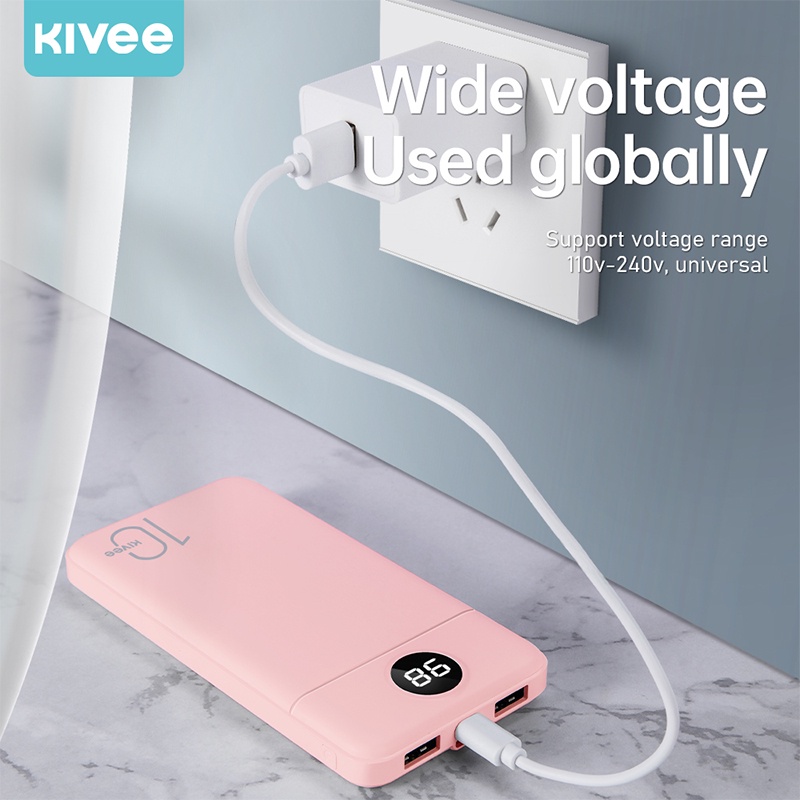 Sạc dự phòng Kivee PT126P 10000mAh PD 18W Colorful Jelly hỗ trợ đầu ra USB kép với đèn báo nguồn LED