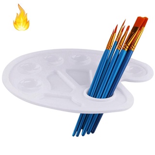 (Hàng Mới Về) Bộ 10 Cọ Vẽ Đầu Tròn + 2 Khay Đựng Màu Nước Tiện Dụng