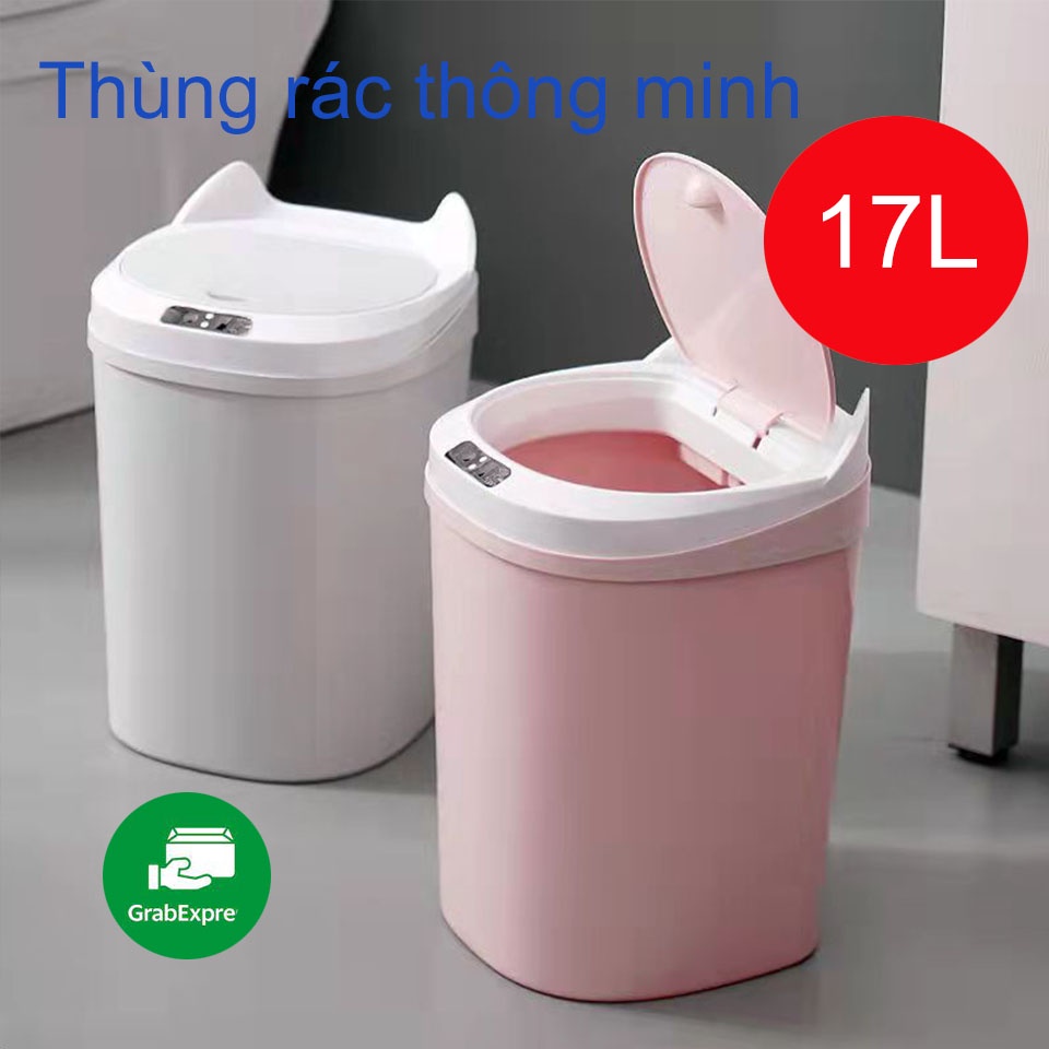 17L Thùng Rác Thông Minh Cảm Ứng Có Nắp Cỡ Lớn Cảm Ứng Hồng Ngoại, Rung Tự Động Mở Nắp, Cho Phòng Khách, Nhà Bếp