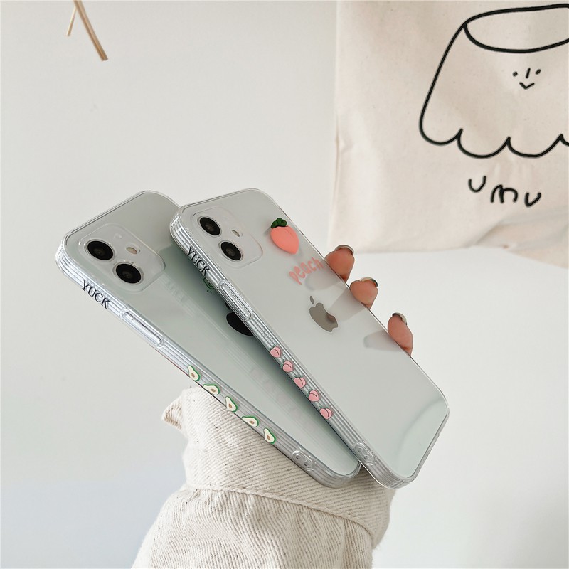Ốp lưng iphone trong cạnh hình vuông bơ đào 6plus/6/6splus/7/7plus/8/8plus/x/xr/xs/11/12/pro/max/plus/promax-Awifi B3-13 | BigBuy360 - bigbuy360.vn