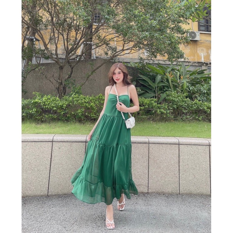 Đầm maxi 2 dây voan tơ đi biển 5 màu