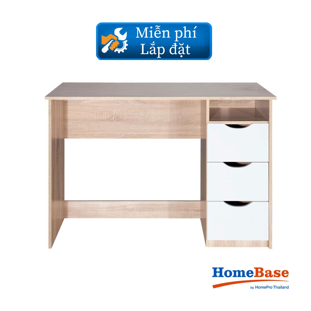 HomeBase FURDINI Bàn học bàn làm việc bằng gỗ 4 ngăn tủ bằng gỗ ép D110xR50xC76cm màu trắng