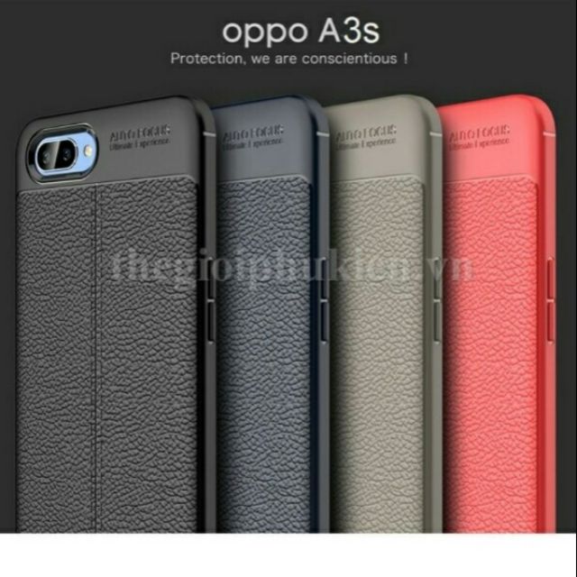Ốp lưng dẻo vân da Auto Focus cho oppo A3s (tặng kính cường lực)