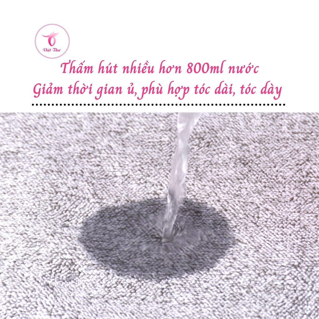 Khăn ủ tóc nhanh khô công nghệ Nhật sợi tre siêu kháng khuẩn, siêu thấm 25x65cm, 85gr - Việt Thư