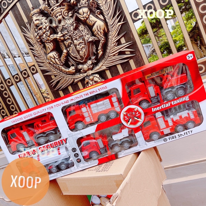 Đồ chơi ! Bộ mô hình hộp 6 xe cứu hoả cỡ lớn cho bé