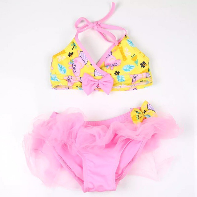 ( SIZE 12 -18kg) - Đồ Bơi Bikini 2 Mảnh Bé Gái - váy bơi bé gái hình heo peppa ( Hình Mẫu Thật)