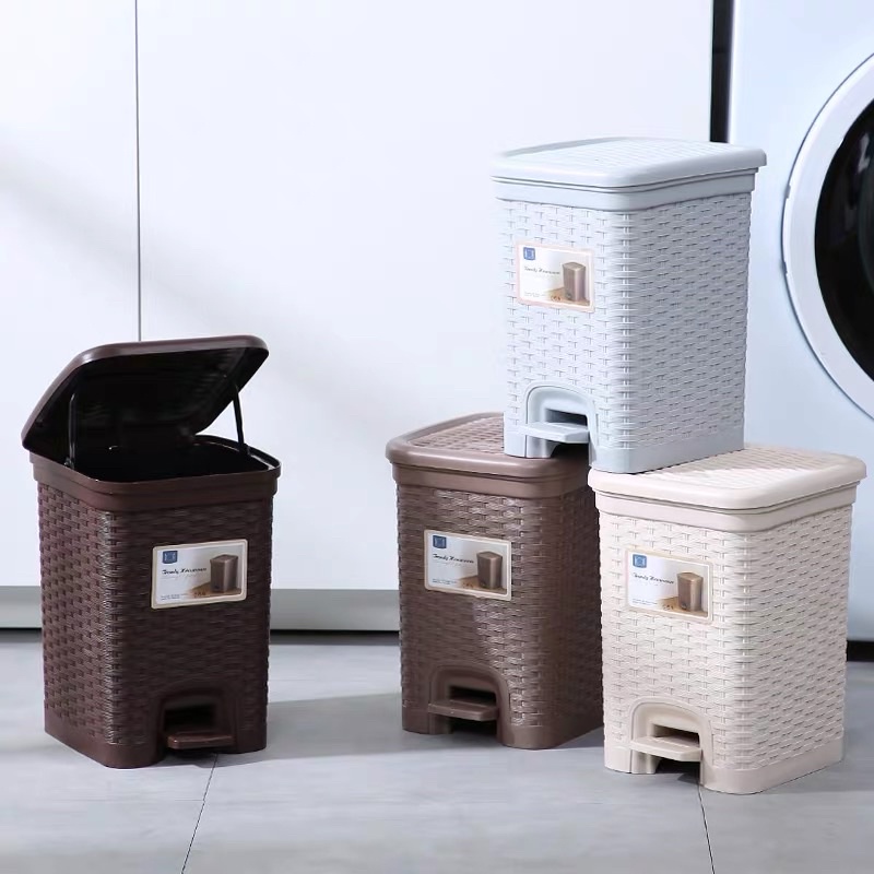 Thùng Rác Nhựa Giả Mây Gia Đình, Thùng Đựng Rác Văn Phòng Cam Homeware