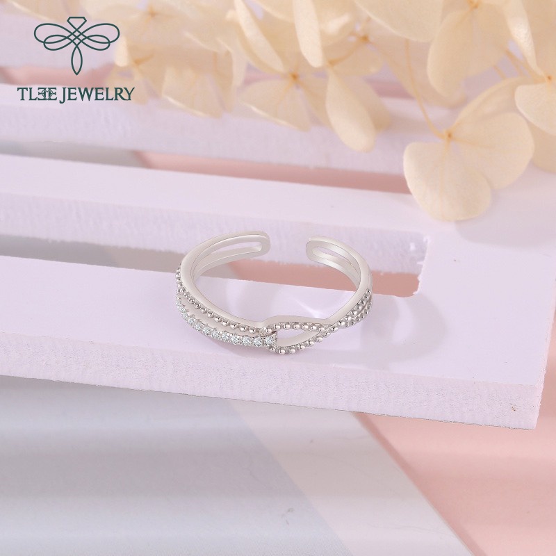 Nhẫn bạc nữ TLEE khối ghép nạm đá cá tính TleeJewelry A0284