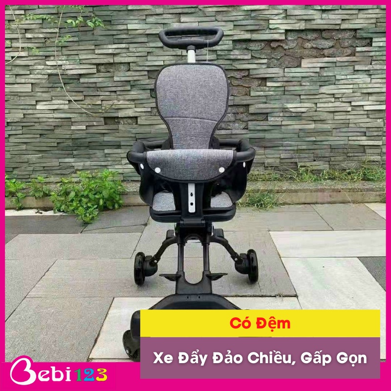 Xe đẩy đảo chiều gấp gọn có đệm cho bé