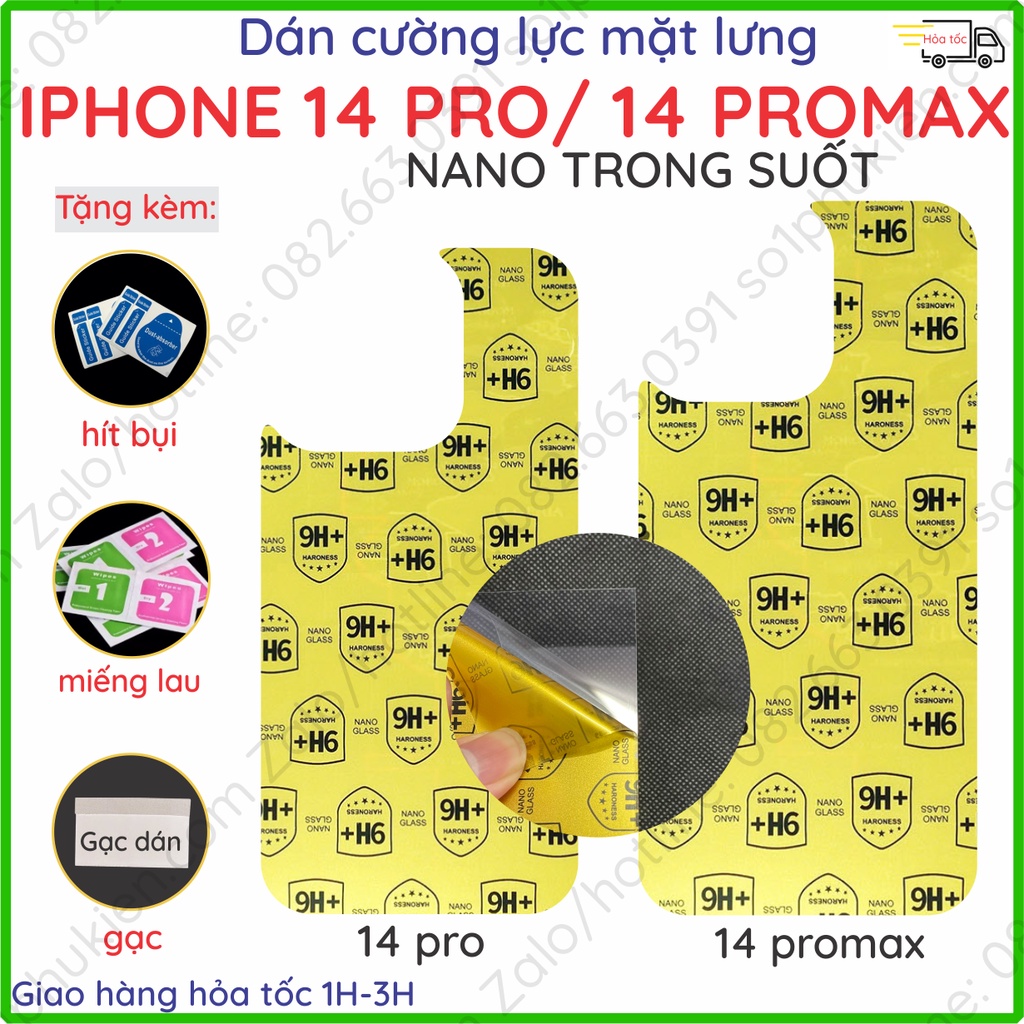 Dán cường lực mặt lưng iPhone 14 Pro/ 14 Pro Max nano dẻo siêu mỏng trong suốt, nhám chống vân tay