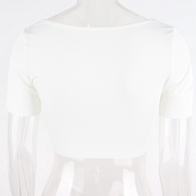 Áo Thun Tay Ngắn Cổ Vuông Màu Trơn Thời Trang Cho Nữ