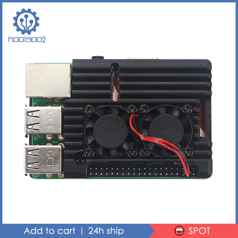 Hộp Nhôm Đựng Quạt Làm Mát Kép Cho Raspberry Pi 3 / Pi 2 Koolsoo2