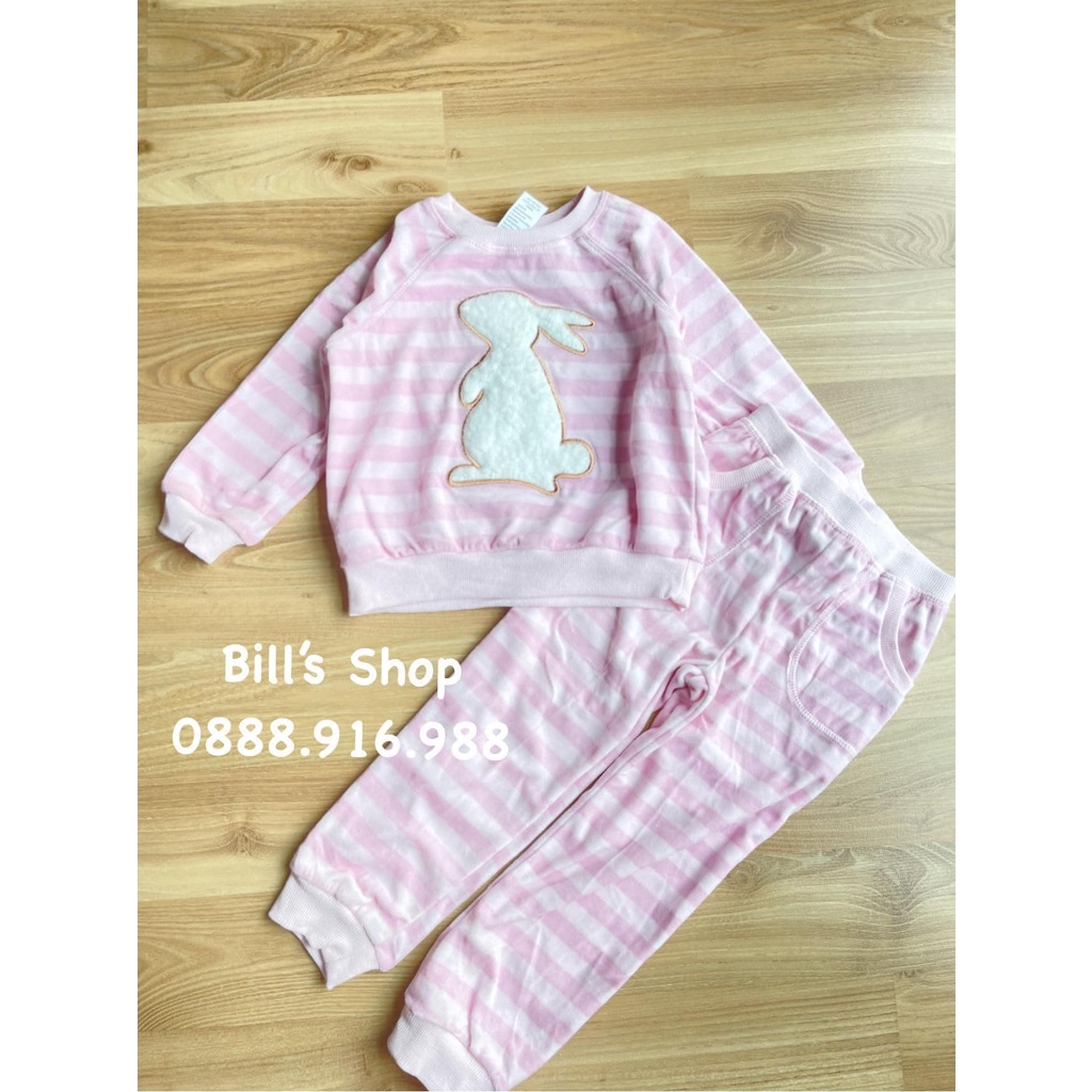 Bộ nỉ lông kẻ hồng thỏ dư xịn BG size 10-16 tuổi