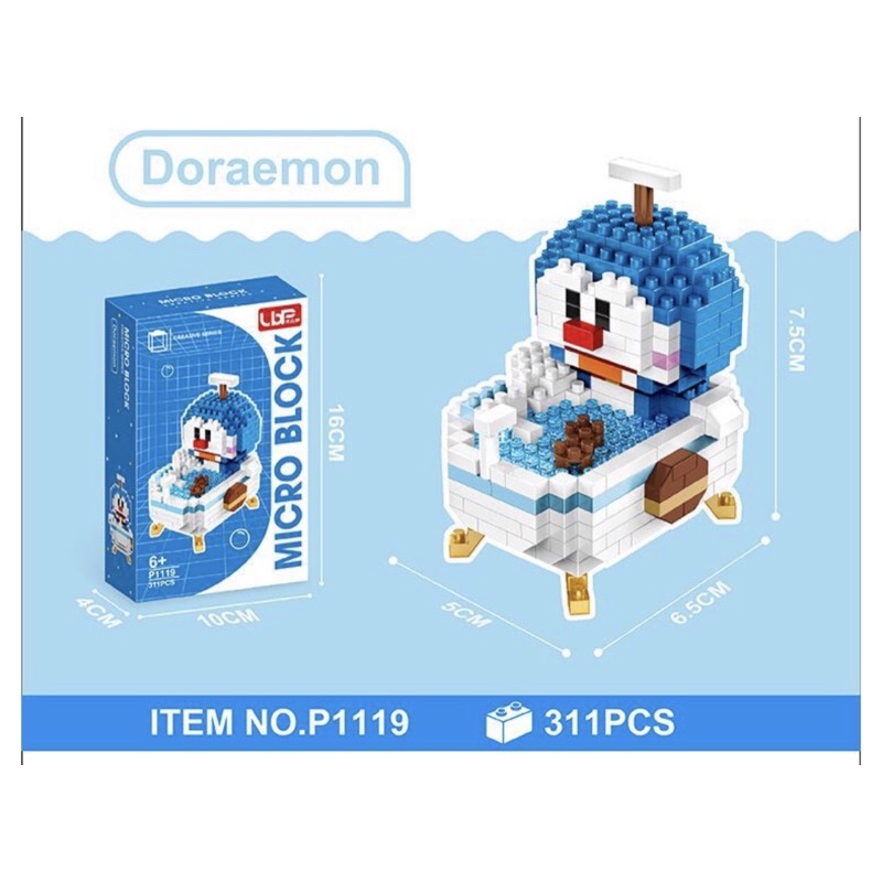 Đồ Chơi Xếp Hình Lego Doraemon - Cinnamoroll- Angel Stitch - Thỏ StellaLou - Khủng Long Yoshi ngồi bồn tắm