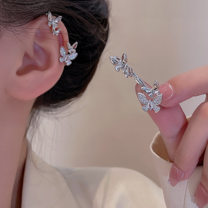 Đôi Khuyên Tai Hình Bướm Đính Đá Phong Cách Retro Thời Trang