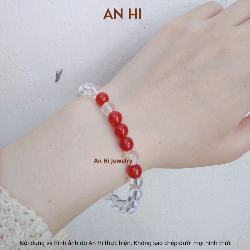 Vòng Tay Đá Phong Thủy Carnelian, Clear Quartz, Vòng Tay Bạc Nam, Nữ, Quà Tặng Gia Đình, Sinh Nhật - AN HI
