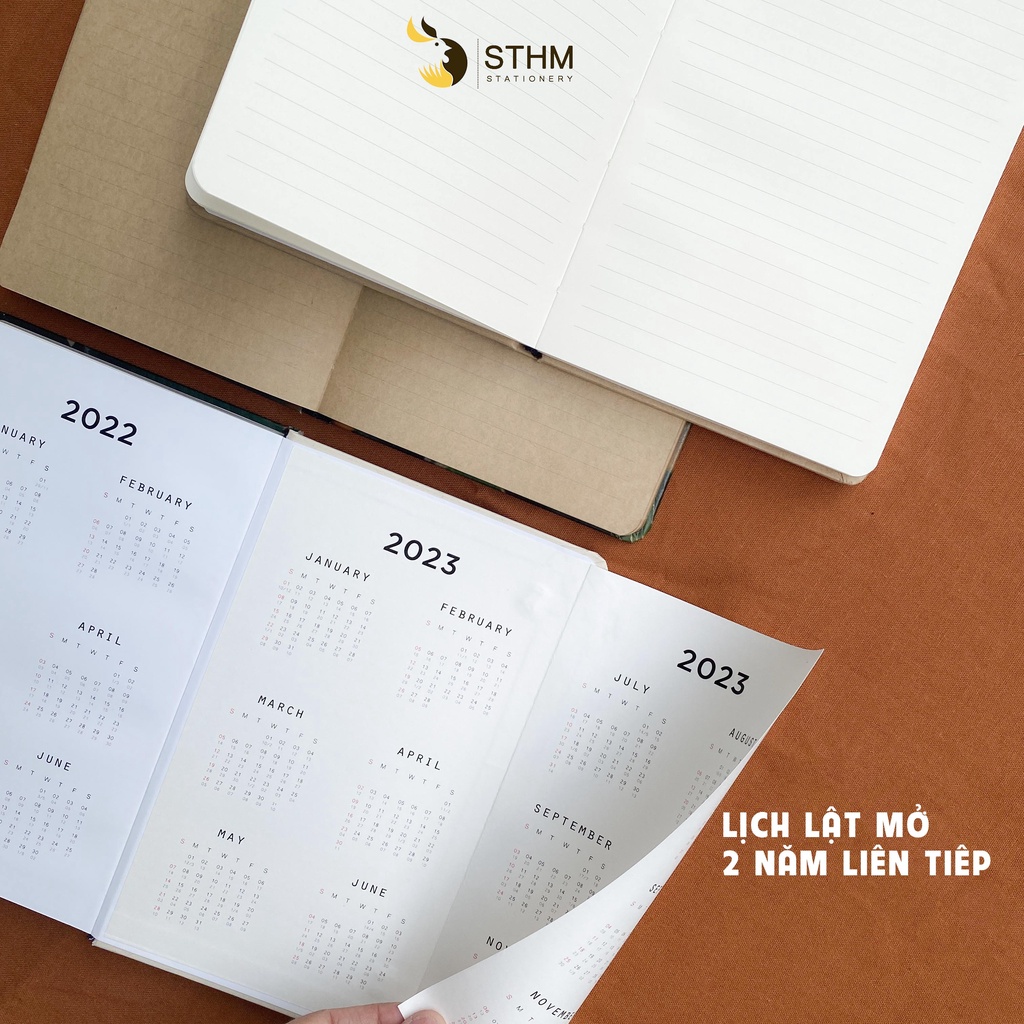 Sổ tay in theo yêu cầu - May chỉ dán keo A5 - 160 trang - STHM stationery