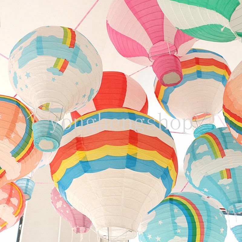 Lồng Đèn Giấy 12 Inch Hình Khinh Khí Cầu Nhiều Màu Sắc Trang Trí Tiệc