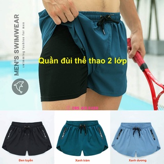 Quần đùi short nam 2 lớp đi bơi, tập gym, chạy bộ thể thao cao cấp (DBN-069)