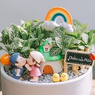 Phụ kiện chậu xinh: Cặp đôi, Nhà nấm, Nấm nhựa, Bảng tên, Gà, Cầu vồng, Hàng rào