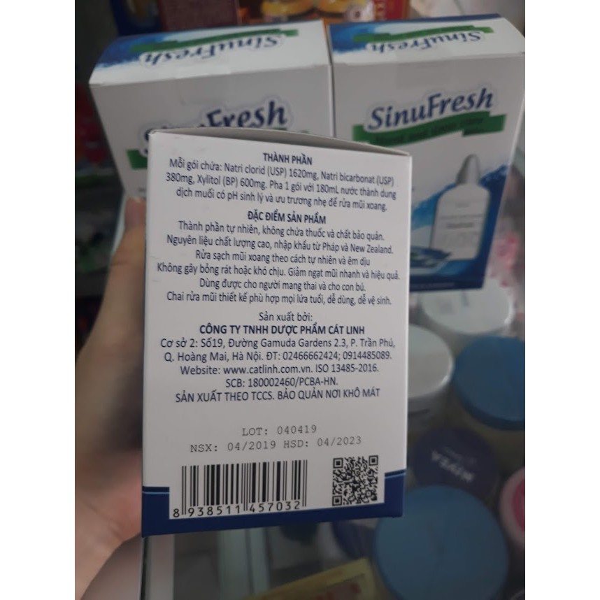 Gói muối biển - Sinufresh của Cát Linh - Hộp 50 gói ( tặng kèm hộp muối BBM cùng hãng )