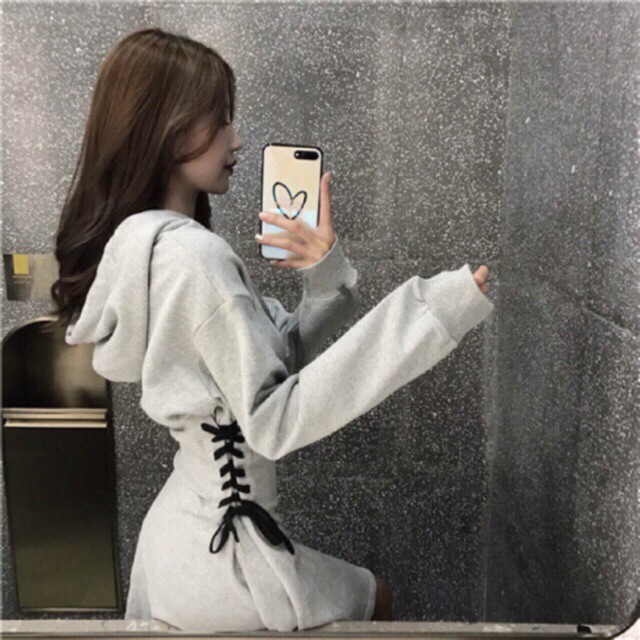 [ORDER] Đầm thun hoodie sporty thể thao dây thắt