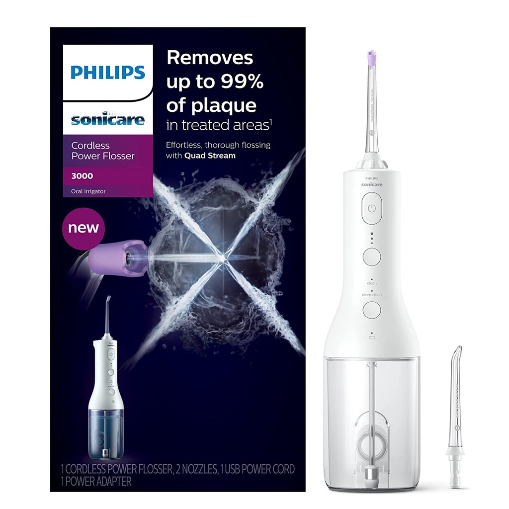 Máy tăm nước pin sạc không dây Philips Sonicare Power Flosser 3000 HX3806 - hàng Mỹ - BH 12 tháng