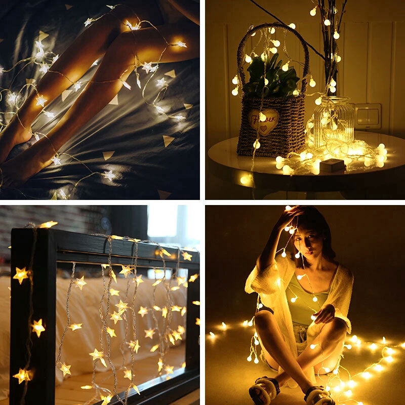 Dây đèn LED kiểu ngôi sao long lanh trang trí phòng bắt mắt