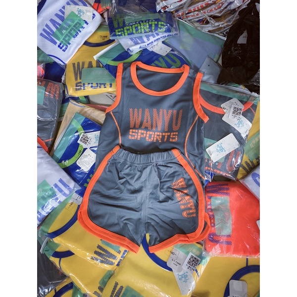 Quần áo trẻ em, Bộ 3 lỗ thể thao chất thông hơi hàng quảng châu cho bé trai