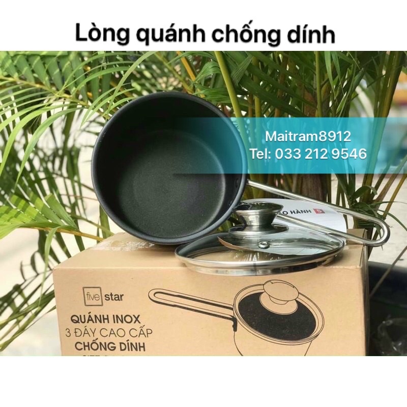 Nồi/Quánh Inox 3 Đáy Five Star (Fivestar) 12 cm/14 cm/16 cm/18 cm (loại chống dính và loại không chống dính)