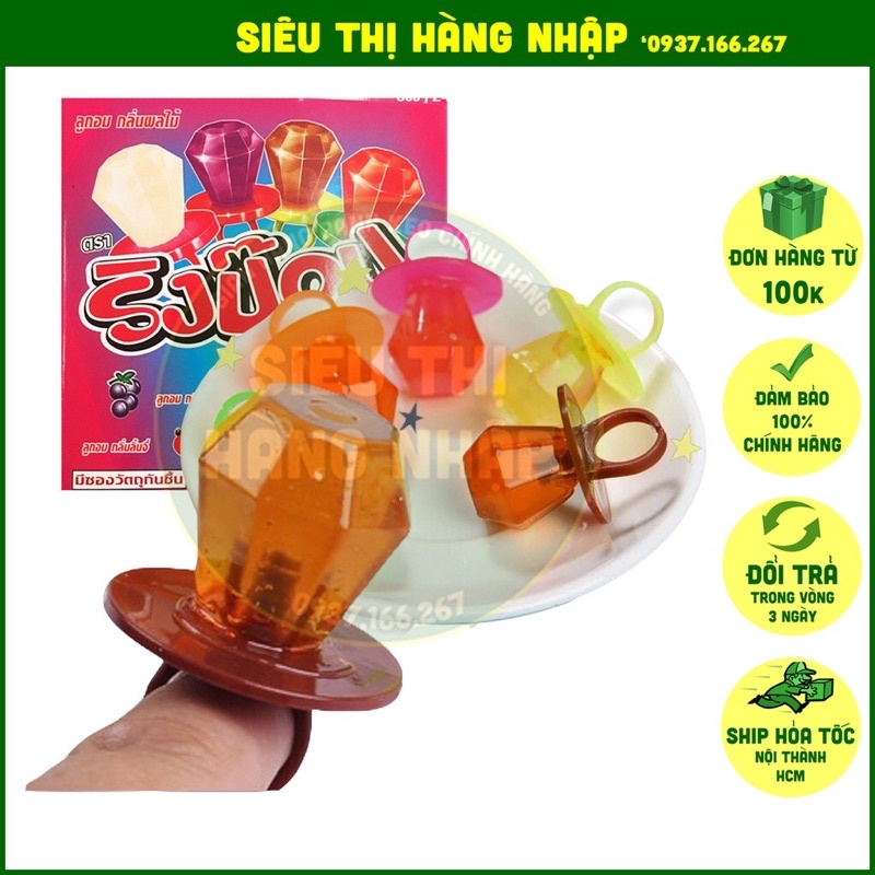 1hộp 24 kẹo mút nhẫn kim cương vị trái cây Ring pop chuẩn hàng thái ,trẻ em đều thích