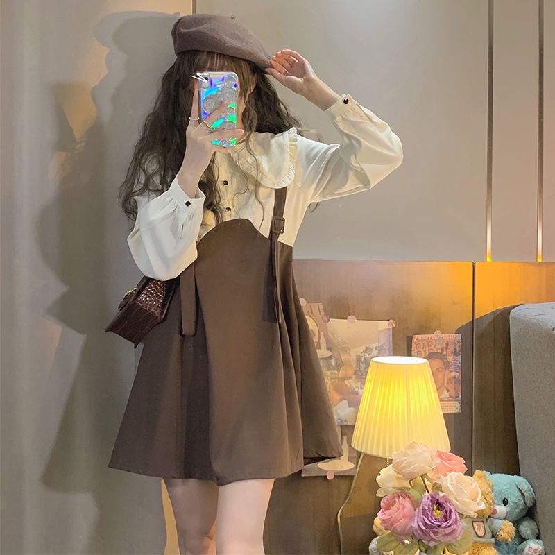 Váy Sữa Ngọt Ngào Nhỏ Cổ Búp Bê Nhẹ Nhàng Phong Cách Pháp Cổ Điển Thanh Lịch Cho Nữ Sinh