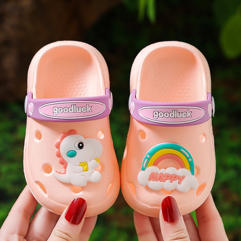 Dép sục khủng long happy cho bé trai bé gái, sục cross mềm nhẹ cho bé từ 2-5 tuổi Tulastore