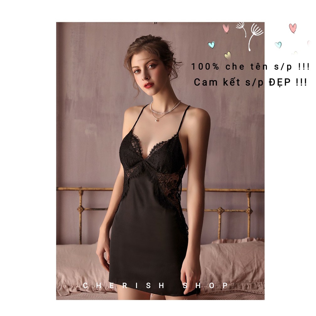 Váy ngủ sexy lụa cao cấp có mút ngực Đầm mặc nhà gợi cảm quyến rũ ( cherish shop ).