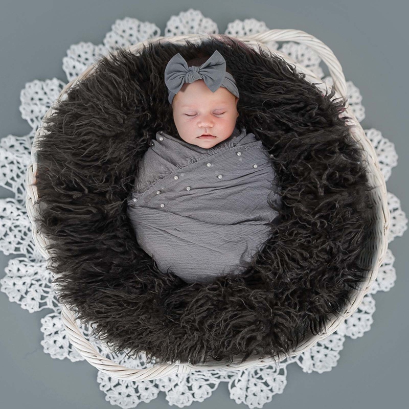 Bộ 3 Khăn Lông Quấn Bé Sơ Sinh Kèm Băng Đô Xinh Xắn