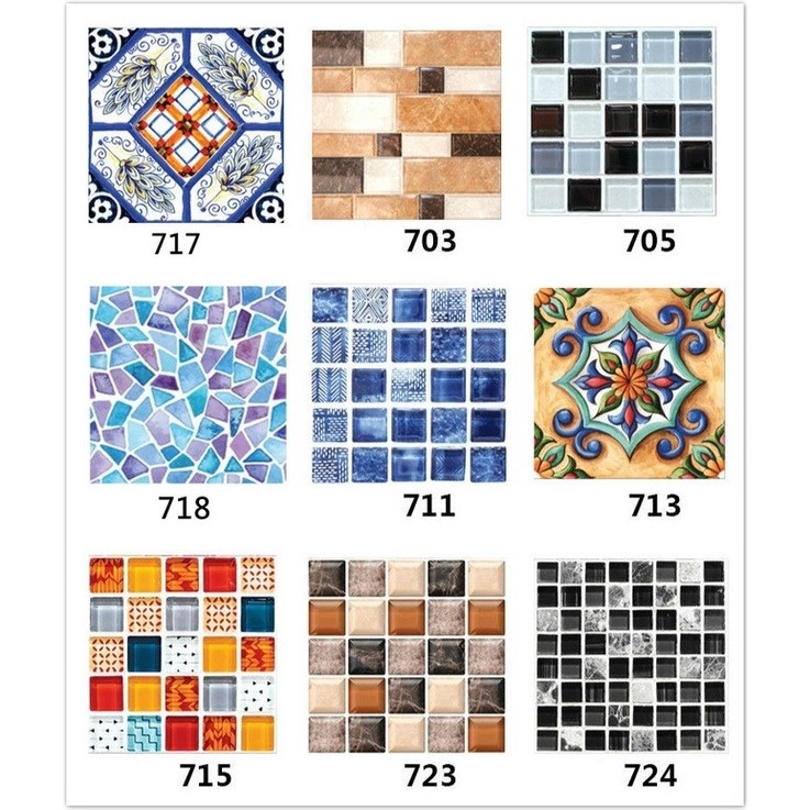 Miếng Dán Tường Giả Gạch Họa Tiết Đá Cẩm Thạch Moroccan Mosaic Chống Thấm Nước Dễ Lắp Đặt Cho Nhà Bếp/Phòng Tắm