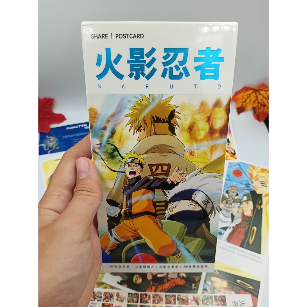 Hộp Postcard Bưu thiếp (Trọn bộ 340 Hình có Sticker) Anime/Manga Naruto