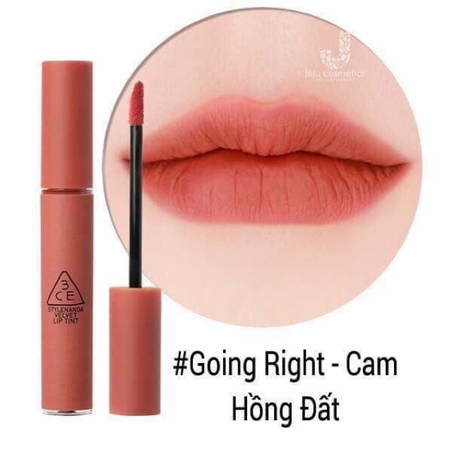 Son 3CE Velvet Lip Tint màu Going Right - Cam hồng đất