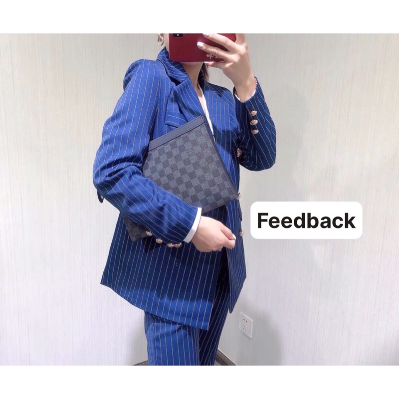 Set vest công sở kẻ xanh - vest nữ công sở cao cấp thiết kế Quảng Châu