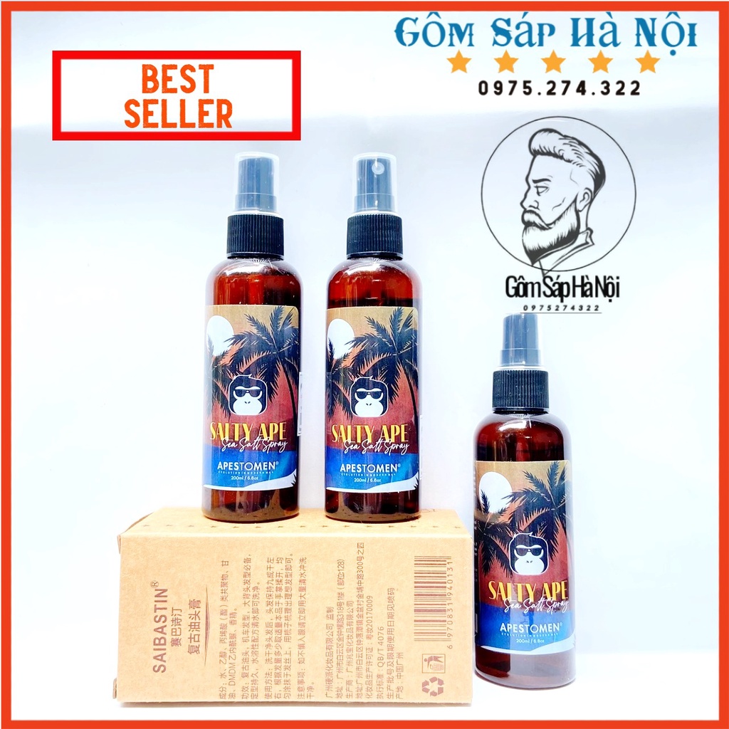 Combo Sáp Tạo Kiểu Seba Chính Hãng Chuẩn Salon +  xịt tạo phồng Salty Ape Sea Salt Spray , giữ nếp tóc