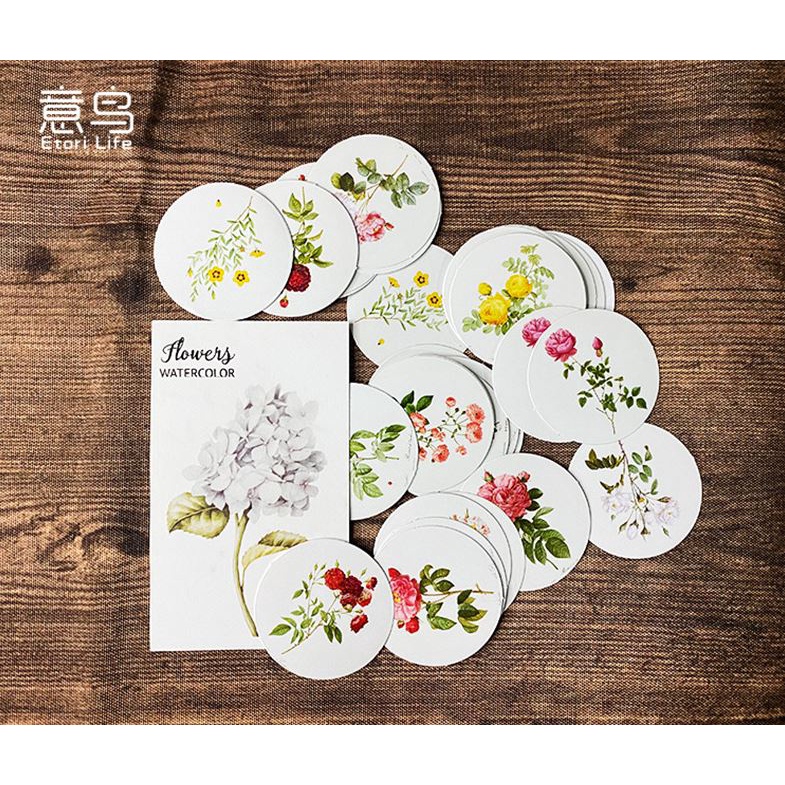 Bộ 46 Sticker Hàn Quốc Hoa Lá trang trí E33