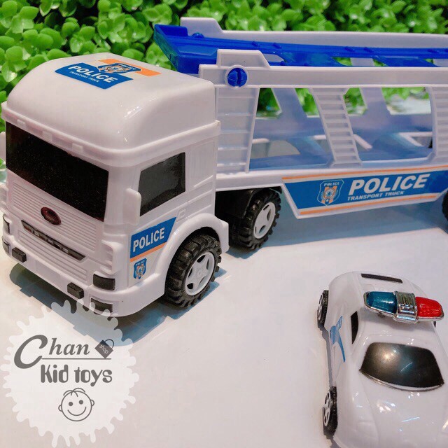 [ SIÊU RẺ ] Xe tải police chở 5 xe mini loại to cho bé ( ảnh&clip thật )