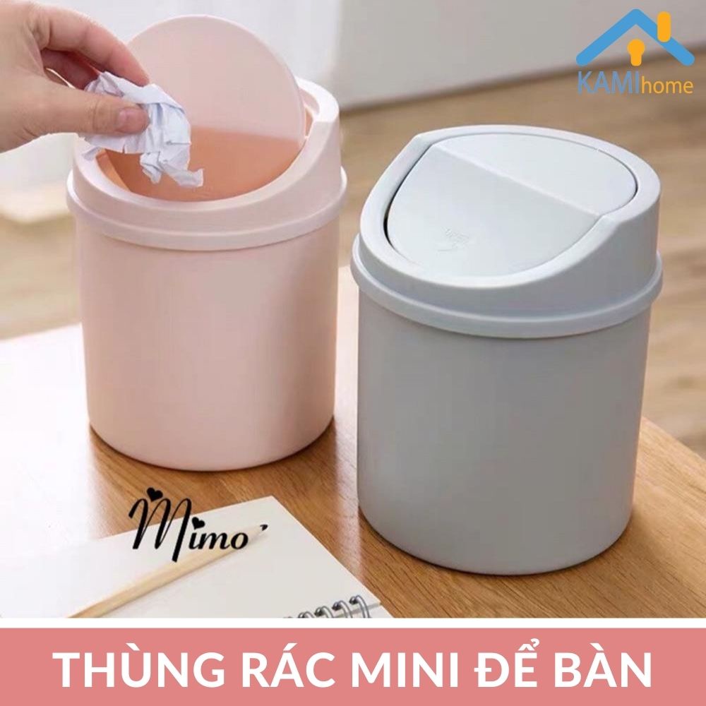 Thùng rác để bàn nắp xoay tự đóng mở hình Tròn KMVN 70043