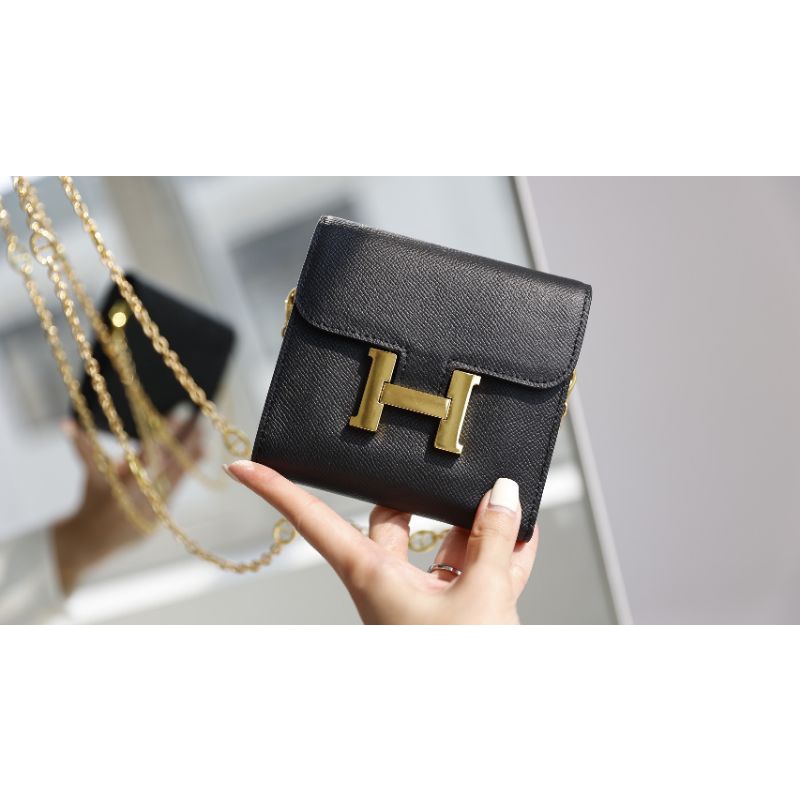 Túi đeo chéo nữ H.M da thật vân chuẩn sz14cm da epsom kèm quai đeo tháo rời được fullbox