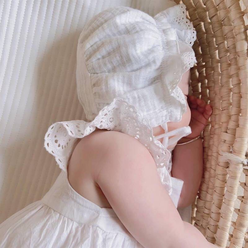 MŨ BÉ GÁI  Mũ Ren Tiểu Thư Vải Mềm Cực Đáng Yêu Cho Bé Gái