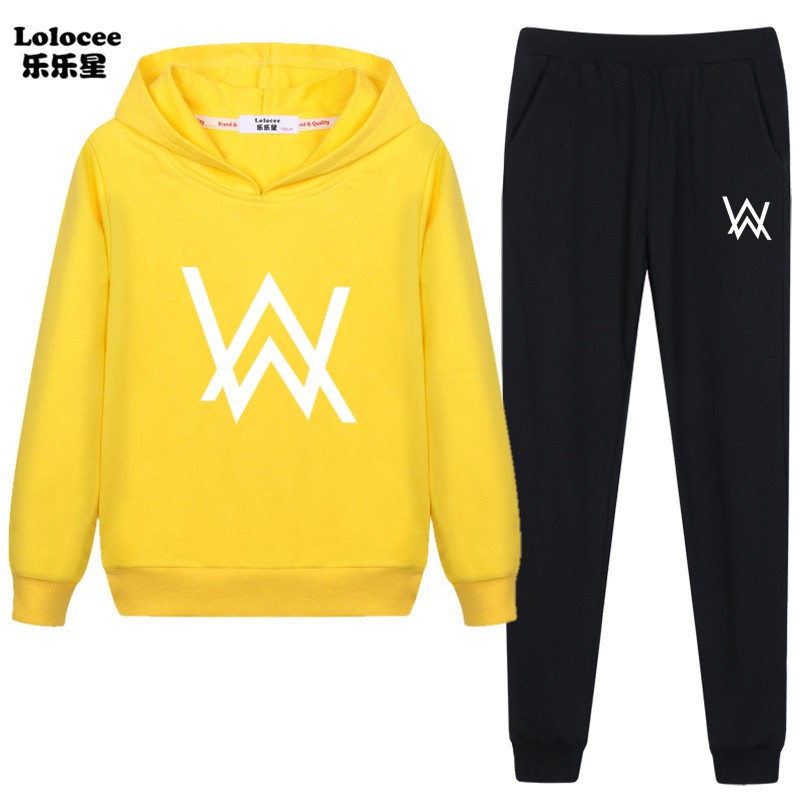 Bộ Quần Áo 2 Lớp Và Áo Hoodie Tay Dài In Chữ Alan Walker Cho Bé Trai