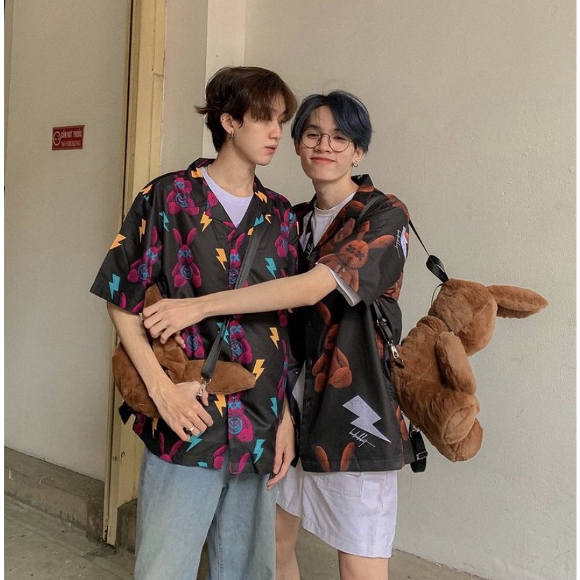 Áo Sơ Mi Ngắn Tay Nam/Nữ THỎ BAD | SƠ MI LỤA CNK 100% | SIZE 40-100KG