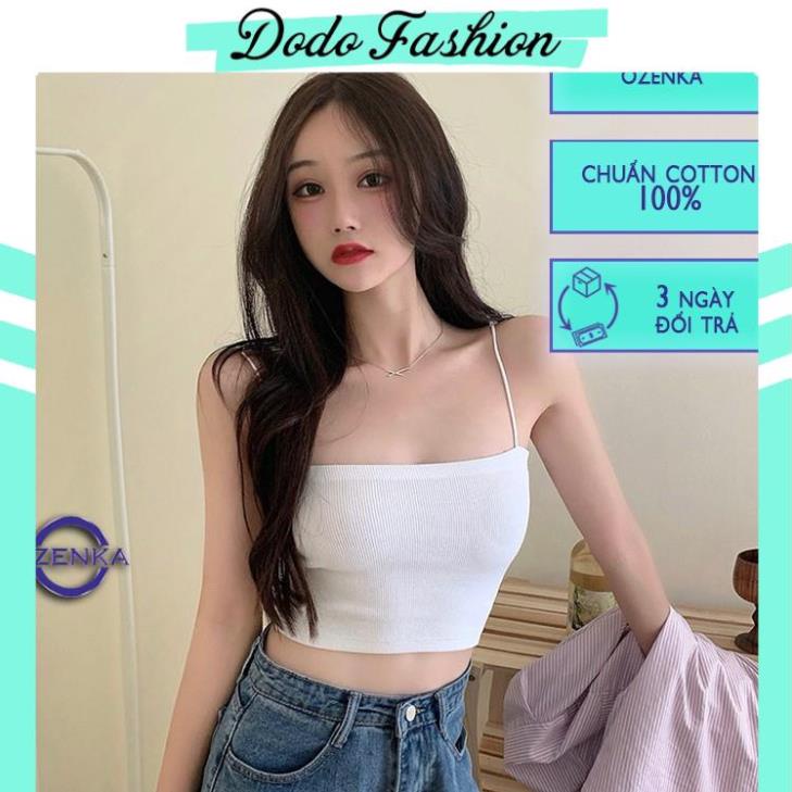 Áo 2 dây sợi bún thun gân đẹp 100% cotton đen trắng , áo croptop ôm mặc trong siêu mát DODO FASHION