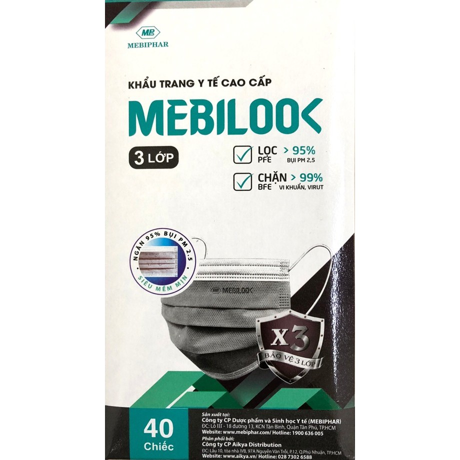 Khẩu trang Mebilook 3 lớp màu Trắng hộp 40 cái_Serenys Shop | BigBuy360 - bigbuy360.vn