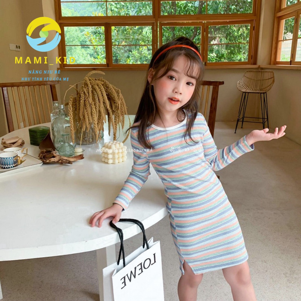 Váy Len Tăm Kẻ Body Cho Bé, Váy Len Body Thu Đông Cho Bé Gái Lên Dáng Đẹp, Điệu,,,